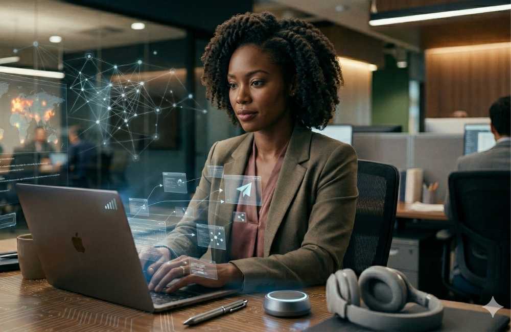 Mulher corporativo enviando comunicação Formal