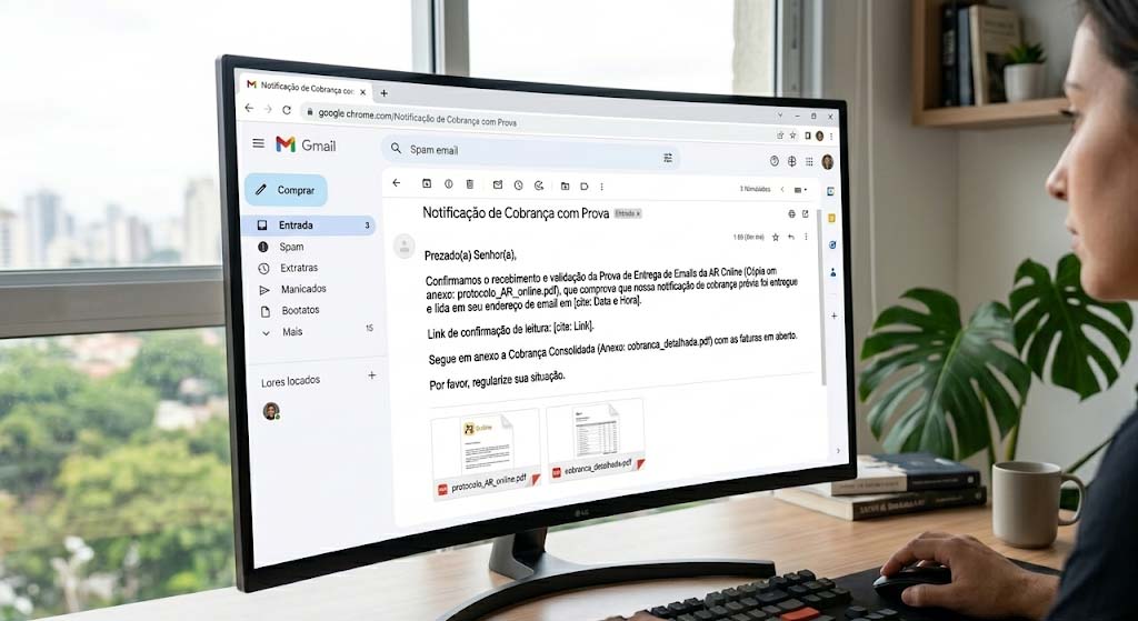 Cobrança por e-mail com prova: veja quando enviar, tipos de mensagem e como guardar evidências auditáveis do envio e do conteúdo, com logs e carimbo do tempo ICP-Brasil nos logs de entrega e/ou abertura.
